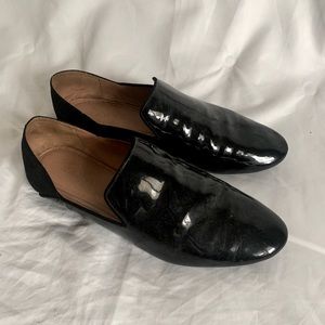 Black patent loafers